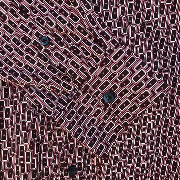 Noize Amstrdm Brown/Mauve Geo Dress Shirt M - Picture 7 of 13